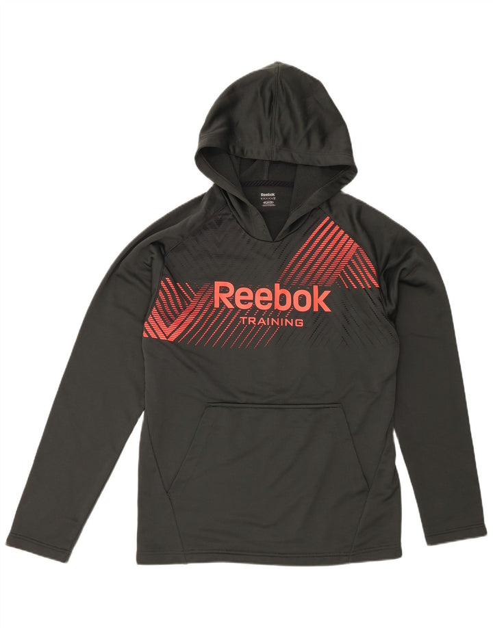 REEBOK Mens Graphic Hoodie Jumper Medium Grey Polyester