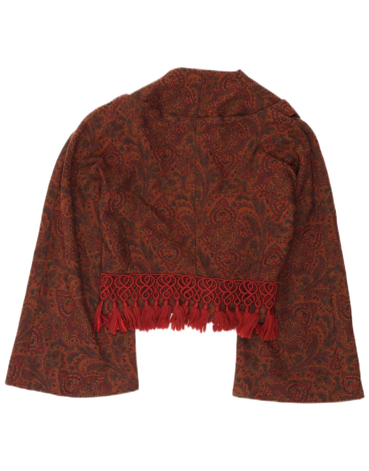 Vintage Womens Crop 3 Button Blazer Jacket IT 42 Medium Burgundy Paisley