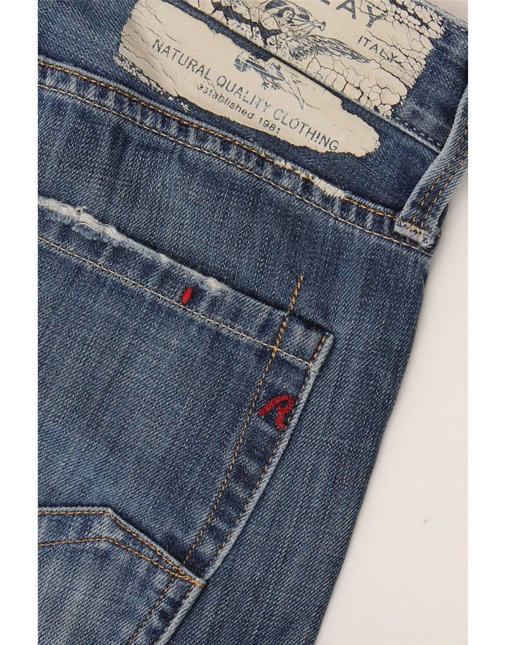 Replay Mens Waitom Distressed Slim Jeans W36 L30 Azul