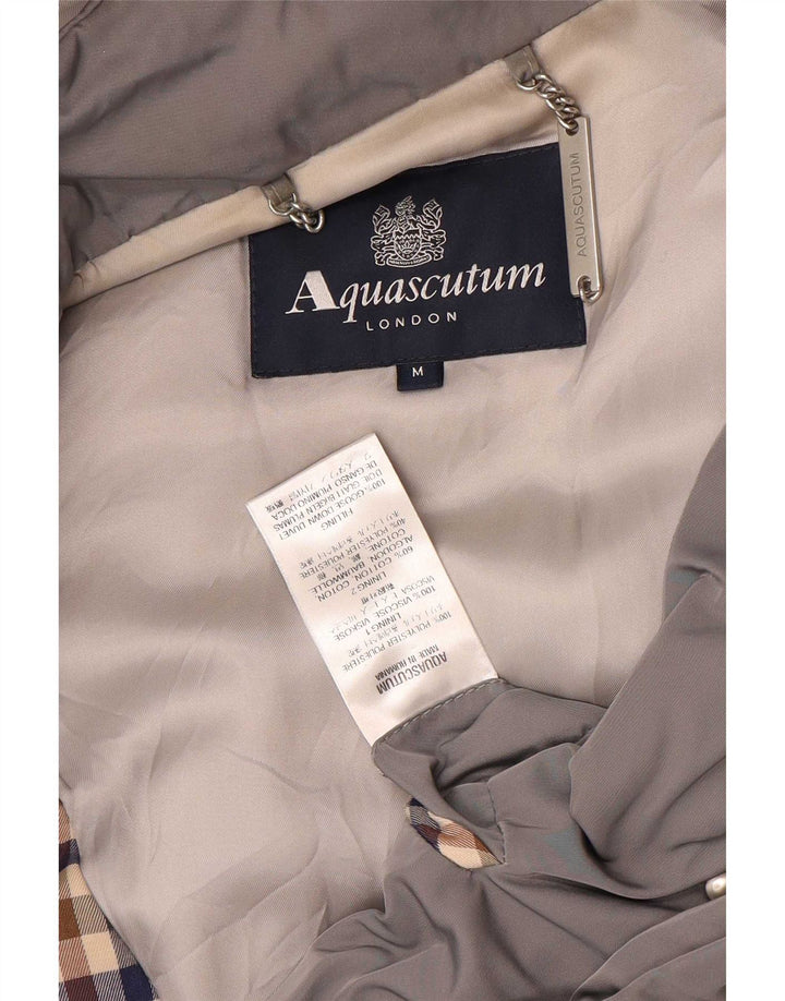 Aquascutum Abrigo acolchado con capucha para mujer UK 44 Poliéster gris medio