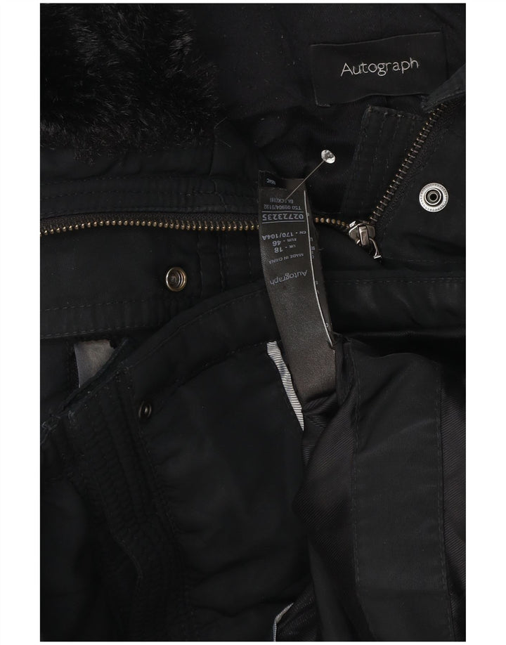 Marks & Spencer Womens Autograph Hooded Parka Jacket UK 18 XL Black