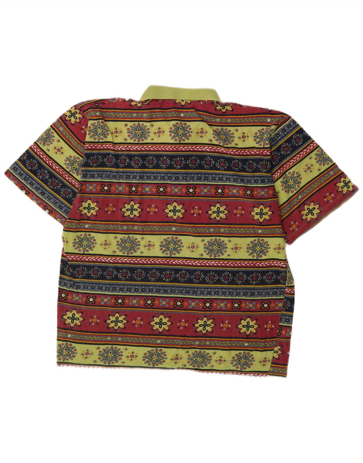 COLLECTION Mens Polo Shirt Large Multicoloured Floral Cotton