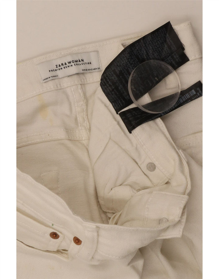 ZARA Womens Cropped Jeans EU 40 Medium W30 L25 White Cotton
