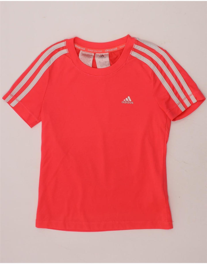 ADIDAS Girls Climacool T-Shirt Top 7-8 Years Pink Polyester Vintage Adidas and Second-Hand Adidas from Messina Hembry 