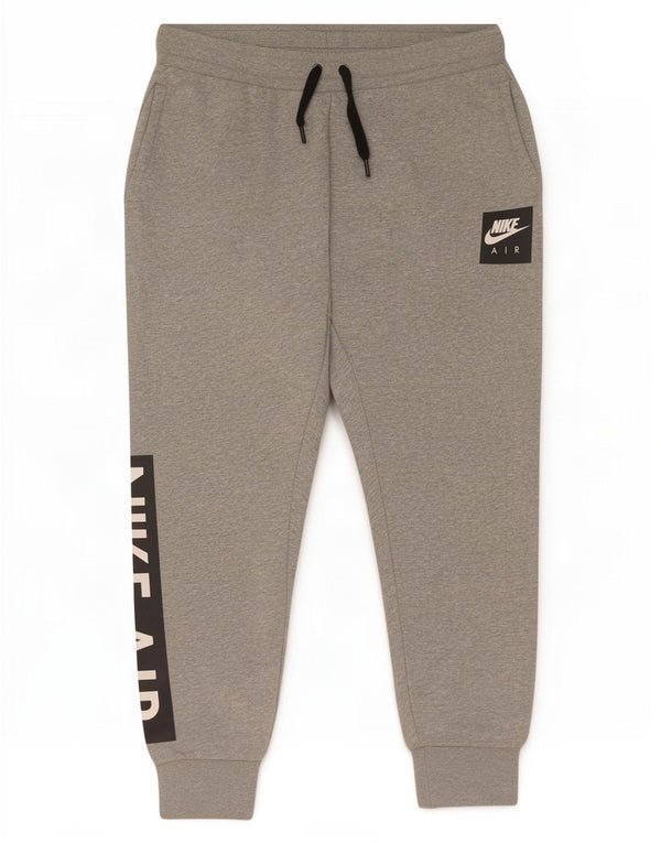Męskie spodnie dresowe Nike z grafiką, duże, szare, bawełniane, z blokami kolorów