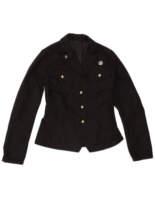 Vintage Womens Utility Jacket IT 40 Small Black Cotton