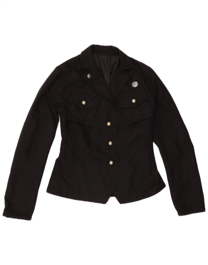 Giacca vintage da donna IT 40 piccola in cotone nero