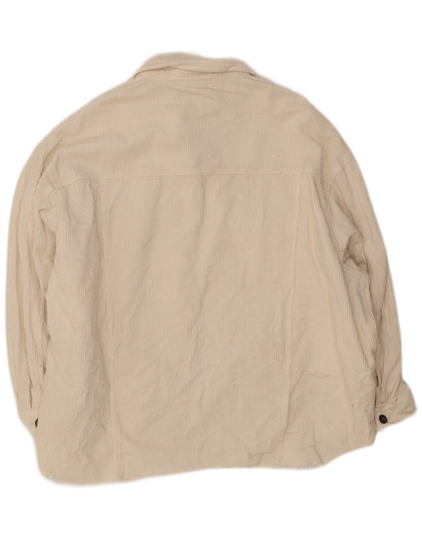 Zara Womens Oversized Corduroy Jacket UK 20 2XL White Cotton