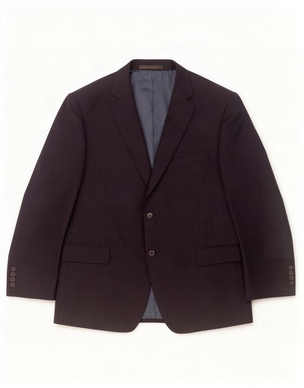 Jaqueta Blazer Curta Masculina Marks & Spencer Reino Unido 44 XL Riscas Azul Marinho