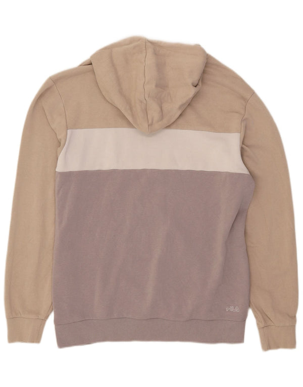 Fila Mens Graphic Hoodie Jumper UK 38/40 Medium Purple Colourblock Cotton