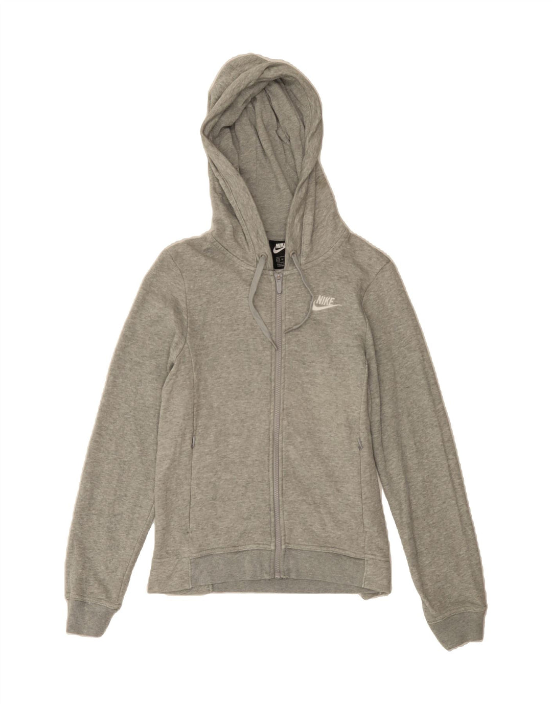 NIKE Womens Zip Hoodie Sweater UK 6 XS Grey Cotton Vintage Nike and Second-Hand Nike from Messina Hembry 