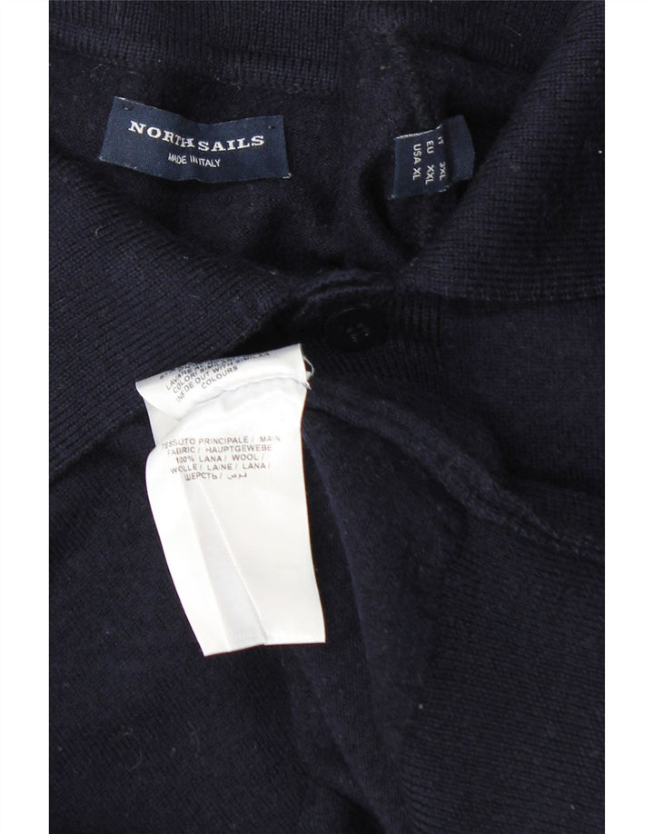North Sails Mens Polo Neck Jumper Sweater XL Navy Blue Wool