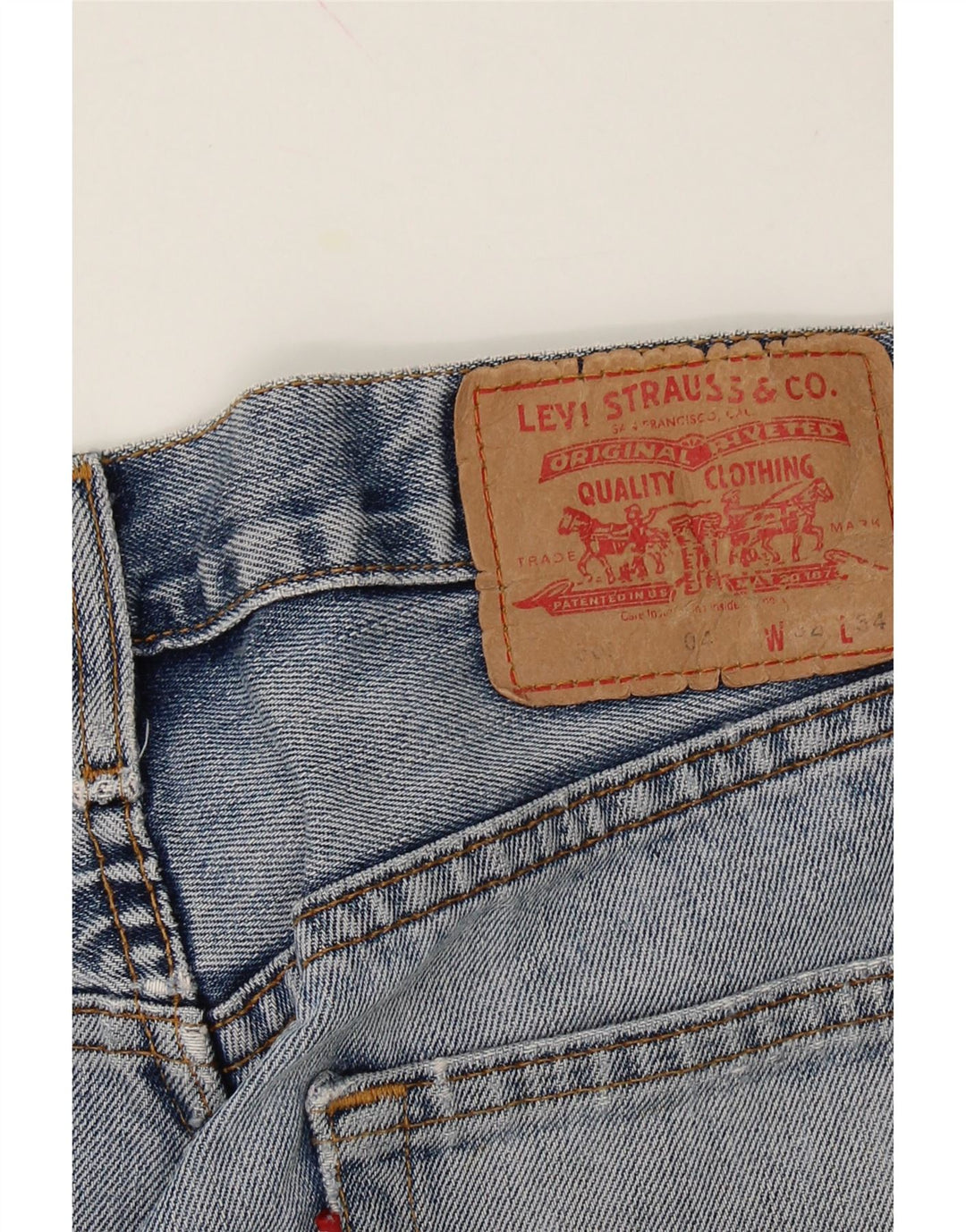 LEVI'S Mens Distressed Denim Shorts W32 Medium Blue Cotton Vintage Levi's and Second-Hand Levi's from Messina Hembry 