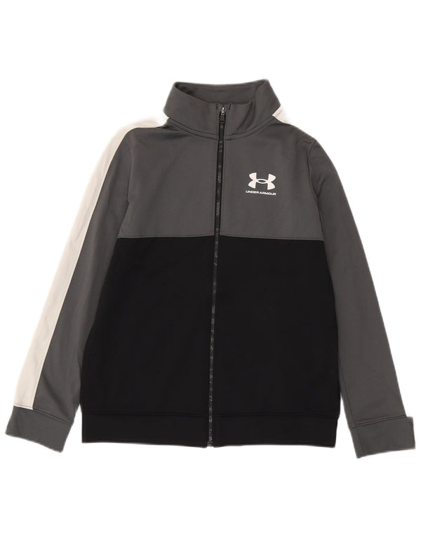 Under Armour Jungen-Trainingsanzug-Top-Jacke, 9–10 Jahre, Mittelgrau, Farbblock