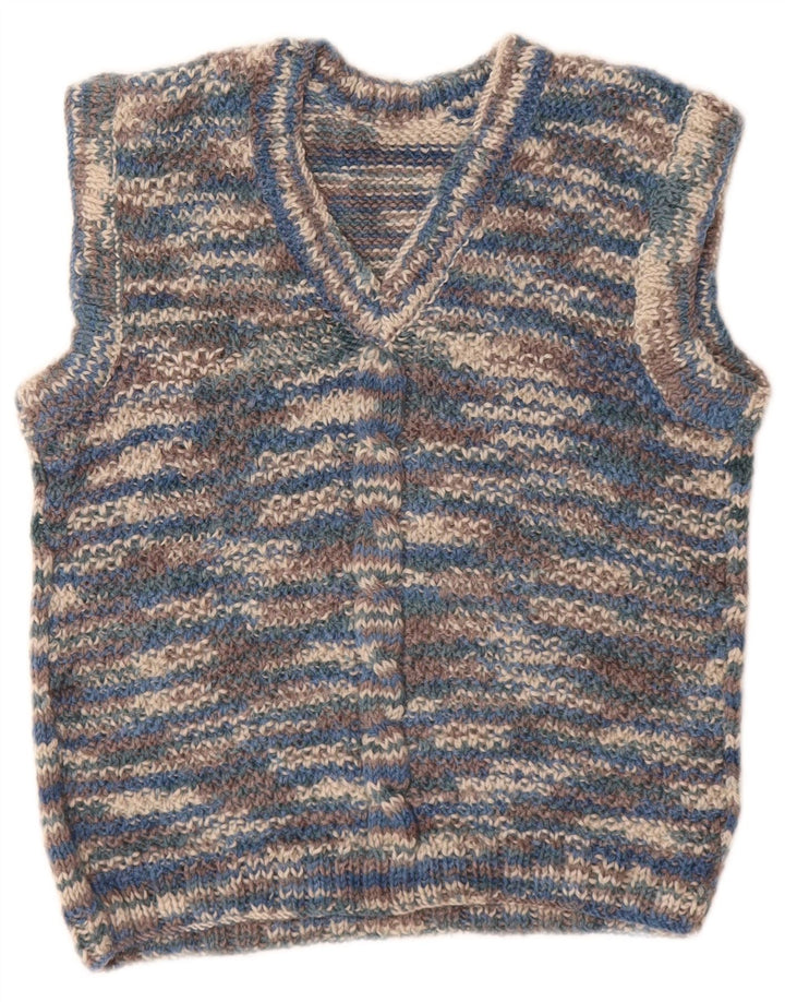 VINTAGE Womens Vest Tank Top UK 8 Small Blue Flecked