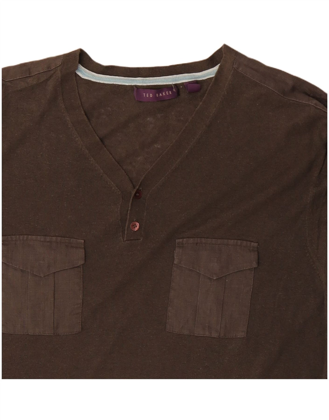 TED BAKER Mens T-Shirt Top Size 6 2XL Khaki Cotton