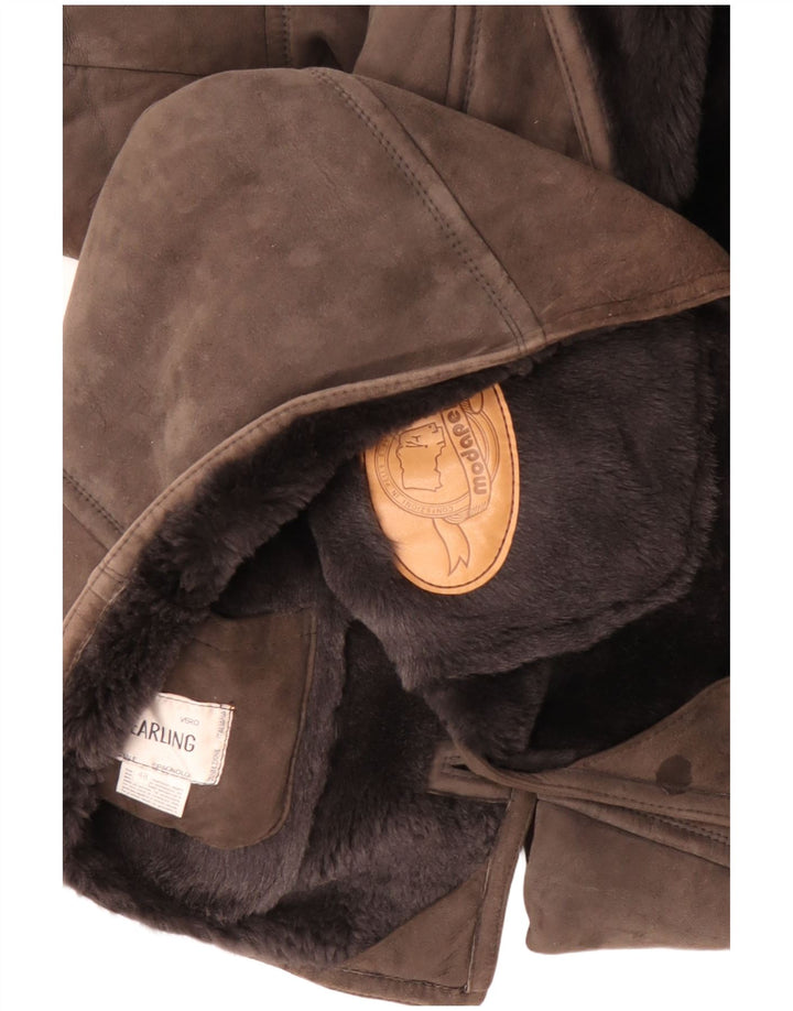 CONBIPEL Mens Shearling Jacket IT 48 Medium Brown