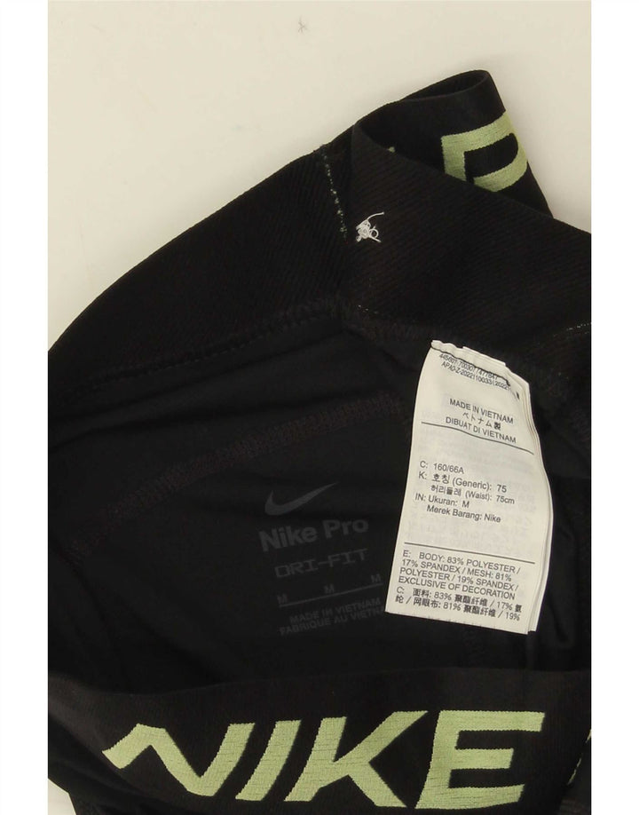 Nike Womens Dri Fit Graphic Leggings UK 12 Medium Black Polyester