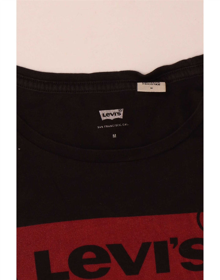 T-shirt grafica da donna Levi's Top UK 12 cotone nero medio
