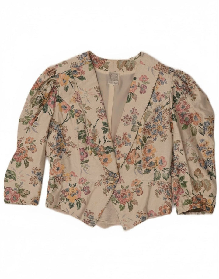 Giacca blazer da donna con maniche a 3/4 e 1 bottone Eger IT 42 Beige medio floreale