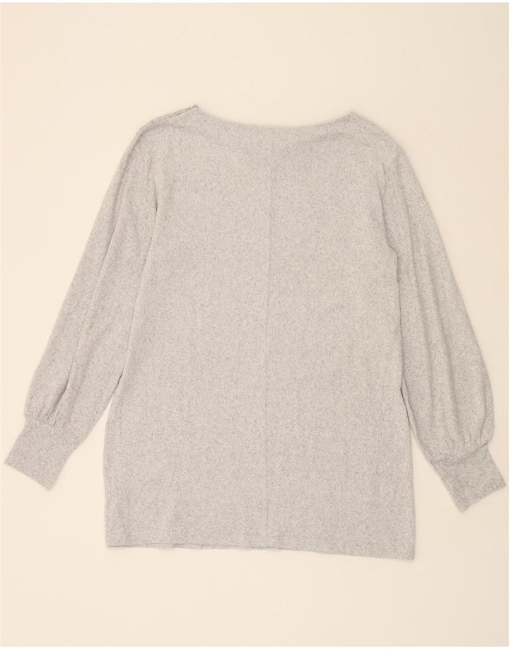 MARKS & SPENCER Womens Boat Neck Jumper Sweater UK 12 Medium Grey Vintage Marks & Spencer and Second-Hand Marks & Spencer from Messina Hembry 