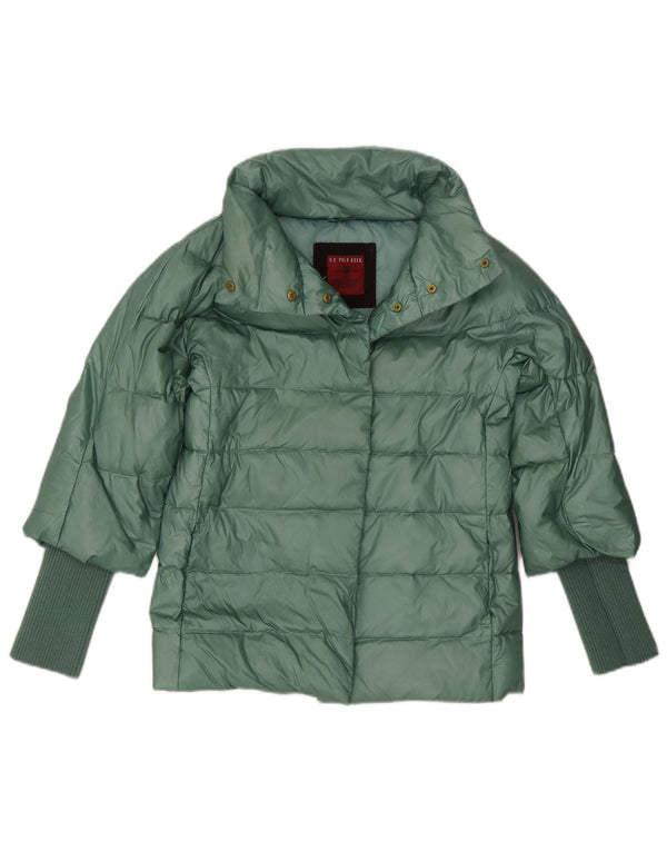 US Polo Assn. Jaqueta acolchoada feminina UK 12 poliéster verde médio