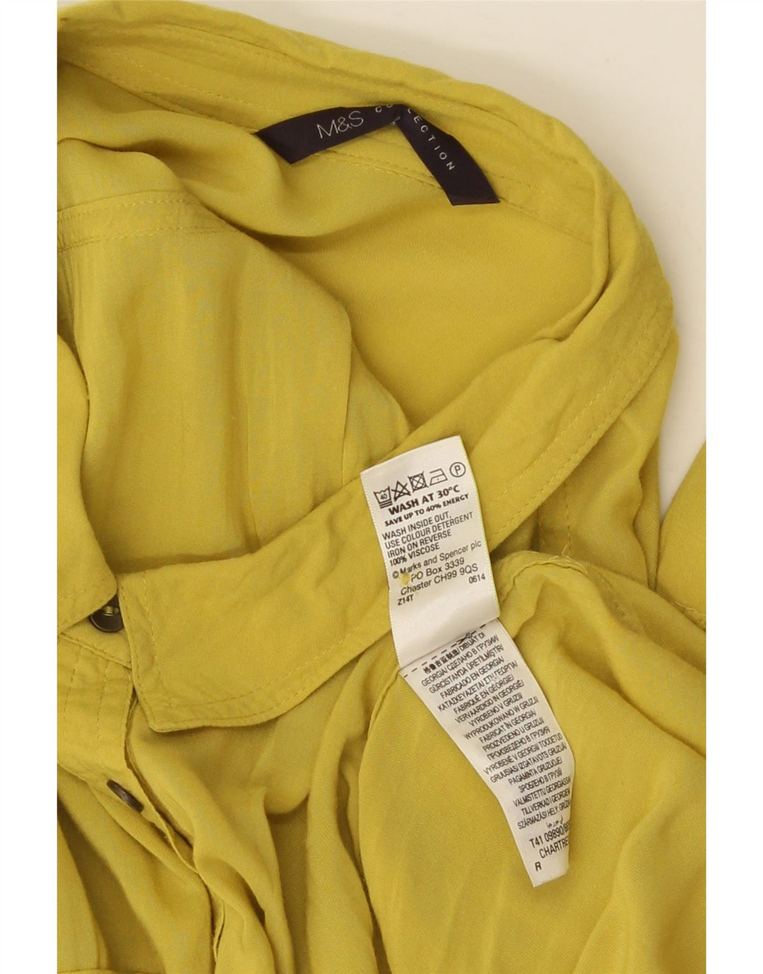 Marks & Spencer Womens Shirt Blouse UK 20 2XL Yellow Viscose