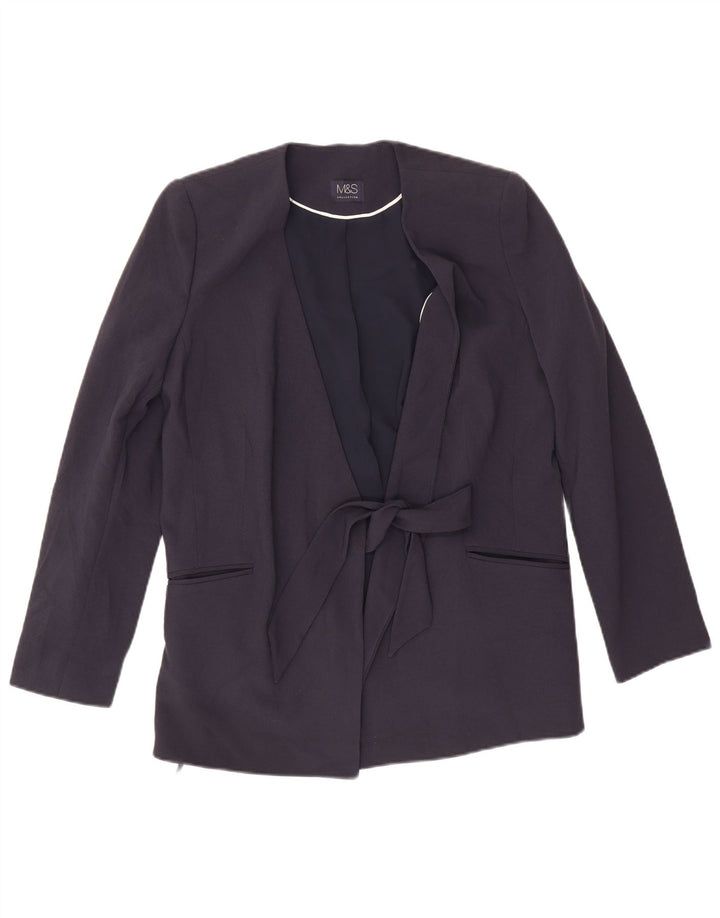 Marks & Spencer Womens Blazer Jacket UK 12 Medium Navy Blue Polyester