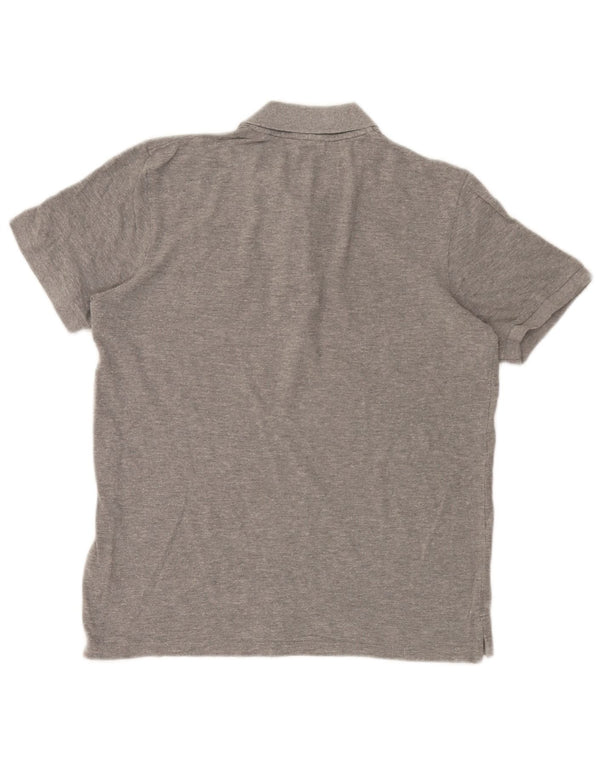 Jack & Jones Mens Graphic Polo Shirt Medium Grey Flecked Cotton
