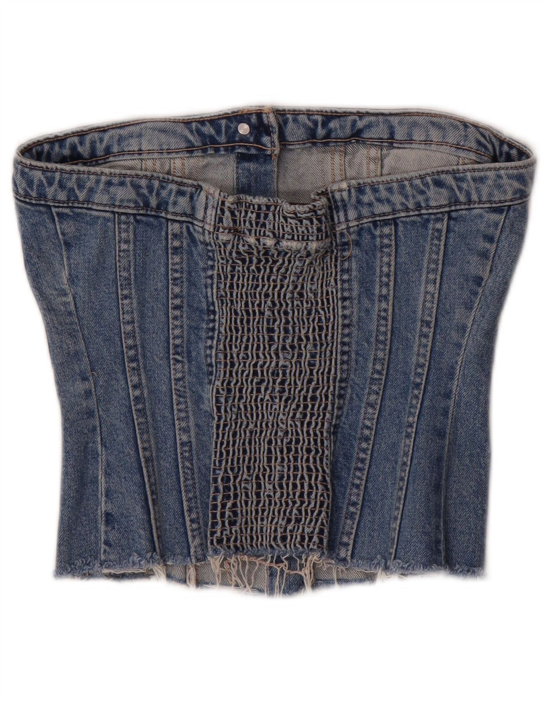 Zara Womens Strapless Denim Corset Top UK 8 Small Blue Cotton