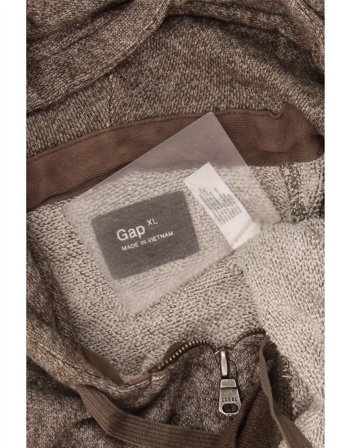 Gap Mens Zip Hoodie Sweater XL Brown Flecked