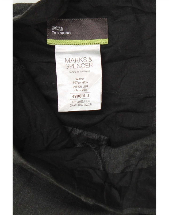Marks & Spencer Mens Tapered Suit Trousers W42 L29 Grey Polyester
