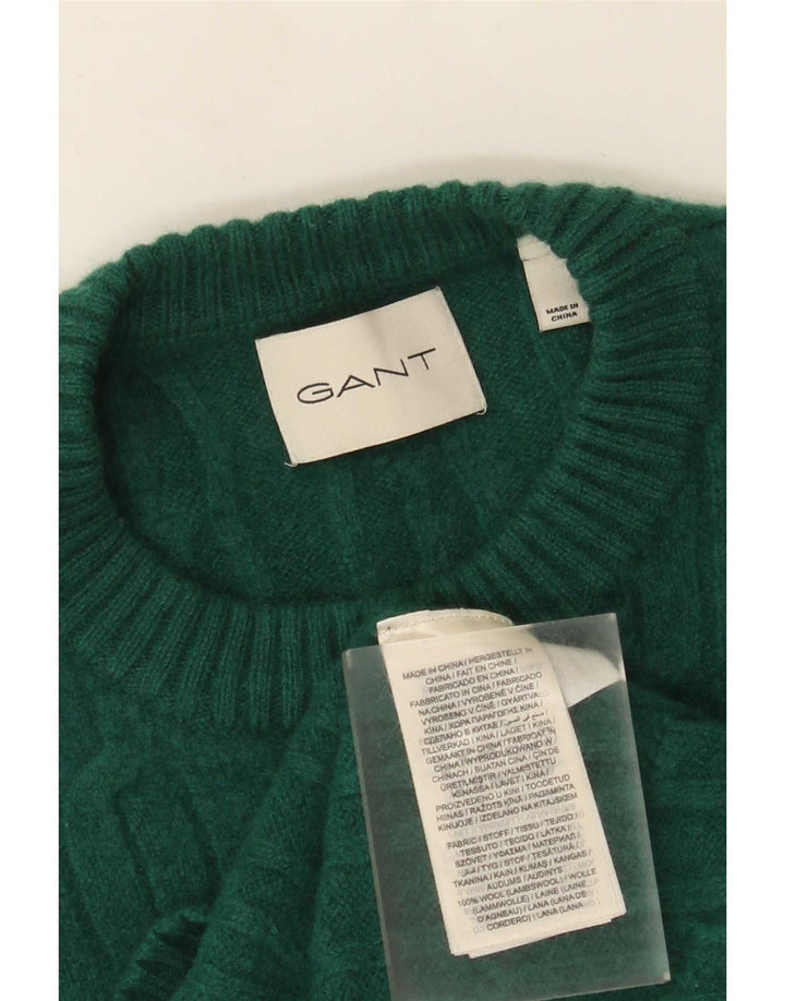 Gant Mens Regular Fit Crew Neck Jumper Sweater Small Green Wool