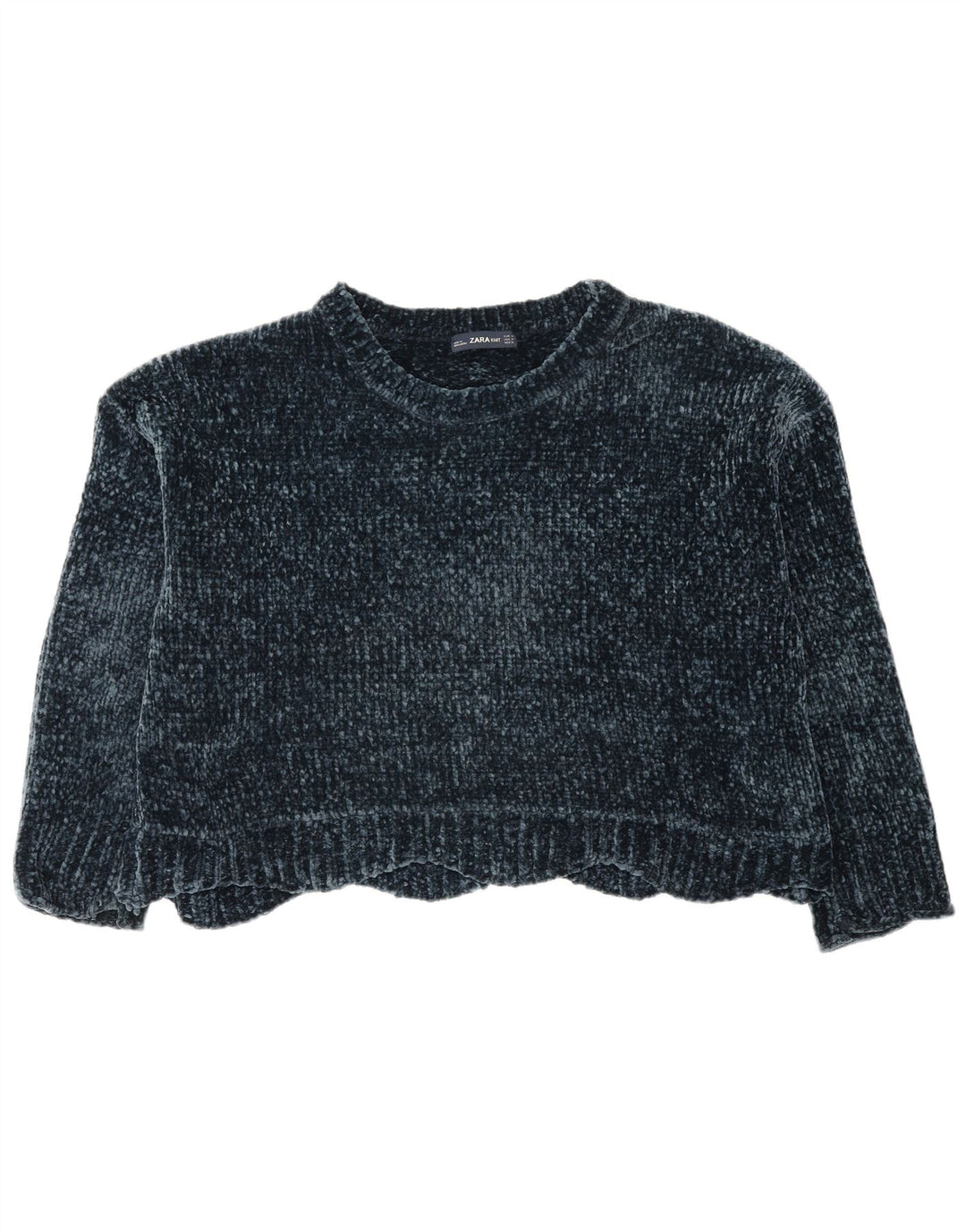 Zara Womens Oversized Crew Neck Jumper Sweater UK 14 Medium Navy Blue