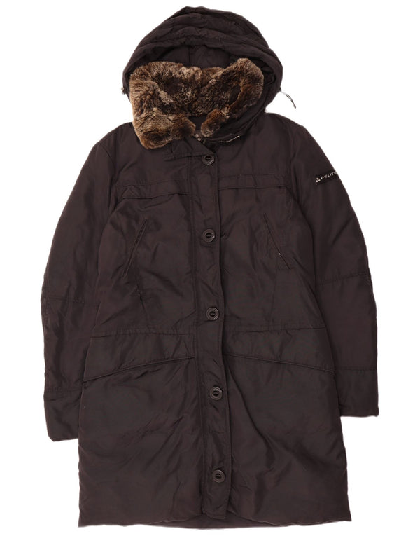 PEUTEREY Cappotto imbottito con cappuccio da donna IT 46 Large Nero Poliammide
