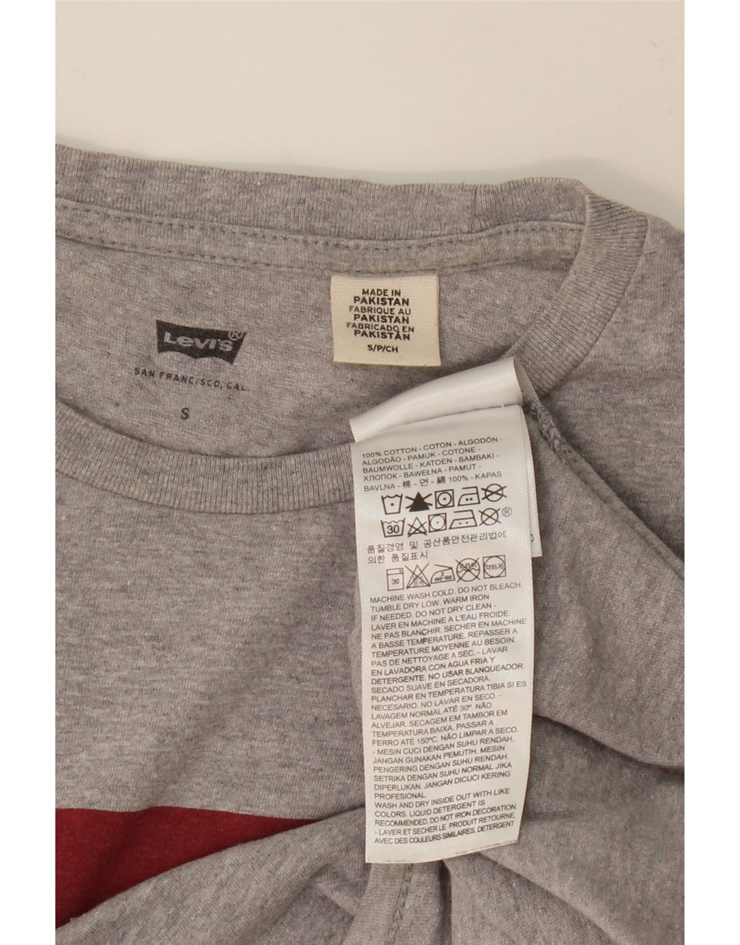 LEVI'S Mens Graphic T-Shirt Top Small Grey Cotton Vintage Levi's and Second-Hand Levi's from Messina Hembry 