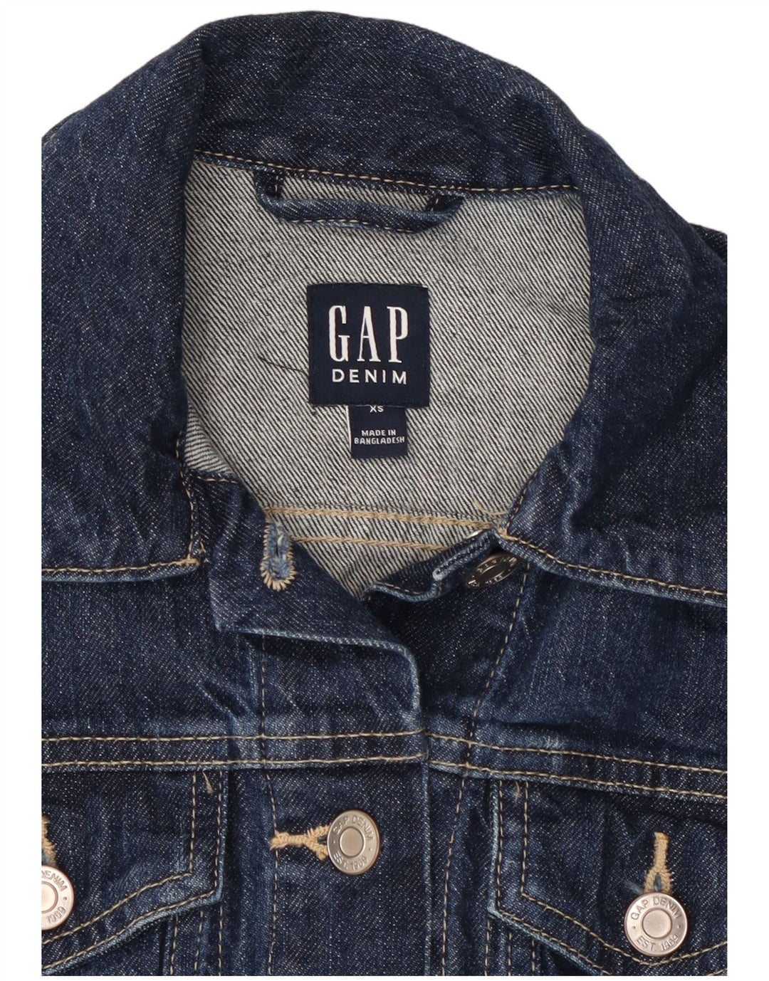 GAP Womens Denim Jacket UK 6 XS Navy Blue Cotton