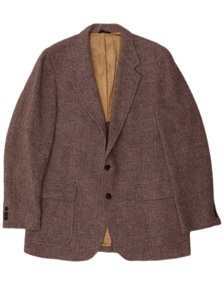 Harris Tweed Mens 2 Button Blazer Jacket UK 38 Medium Grey Wool