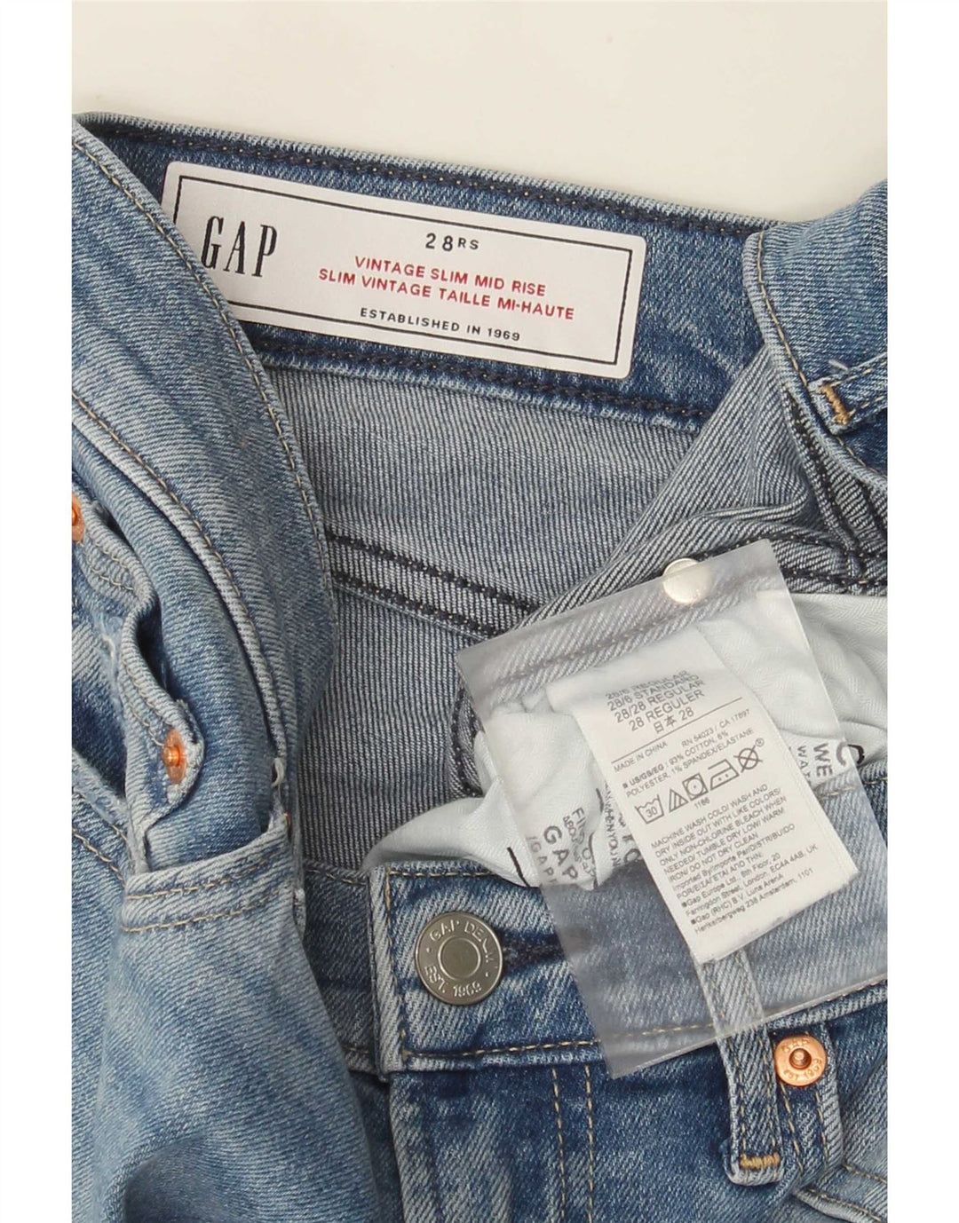 Gap Womens Mid Rise Slim Jeans W28 L27 Blue Cotton