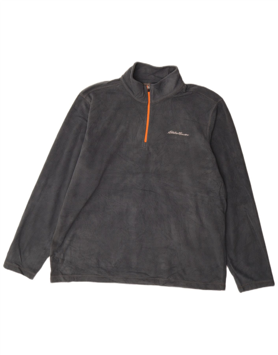 Eddie Bauer Mens Zip Neck Fleece Jumper XL Grey Polyester