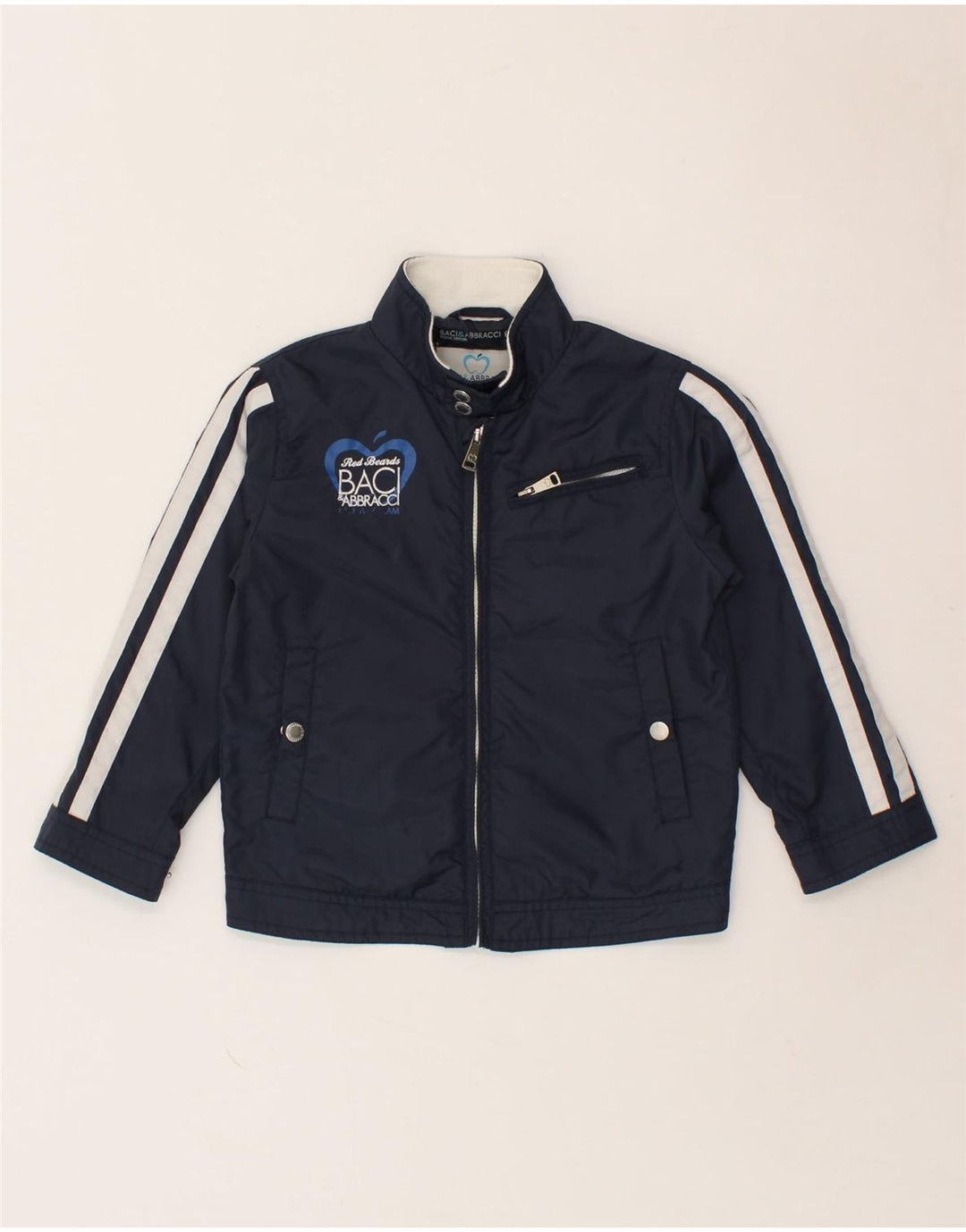 BACI & ABBRACCI Boys Graphic Bomber Jacket 5-6 Years Navy Blue Nylon Vintage BACI & ABBRACCI and Second-Hand BACI & ABBRACCI from Messina Hembry 