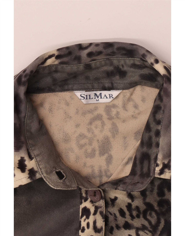 Silmar Womens Regular Shirt UK 12 Medium Grey Animal Print