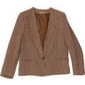VINTAGE Womens 1 Button Blazer Jacket UK 12 Medium Brown Striped Viscose Vintage Vintage and Second-Hand Vintage from Messina Hembry 