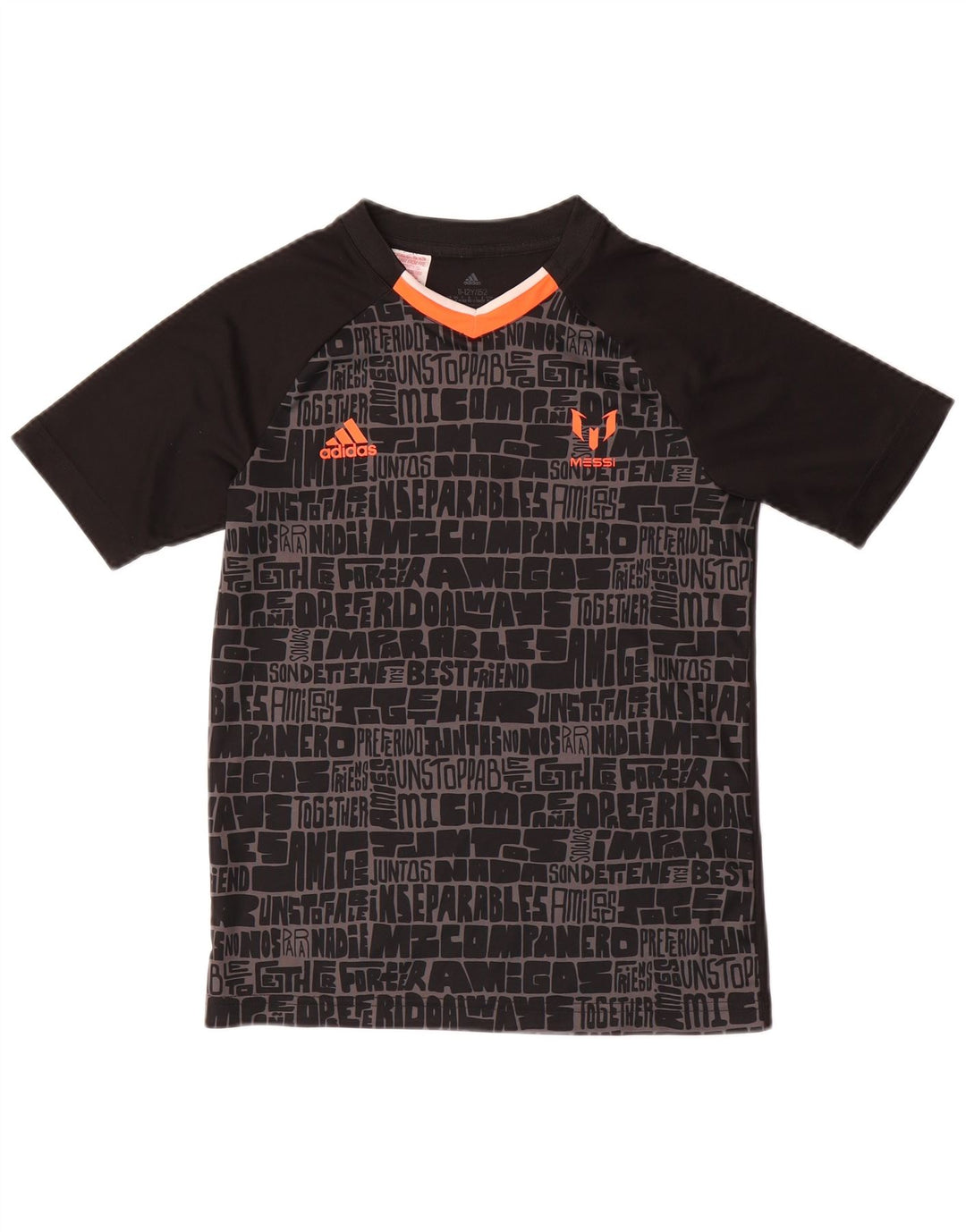 ADIDAS drenge MESSI abstrakt mønster grafisk t-shirt top 11-12 år sort
