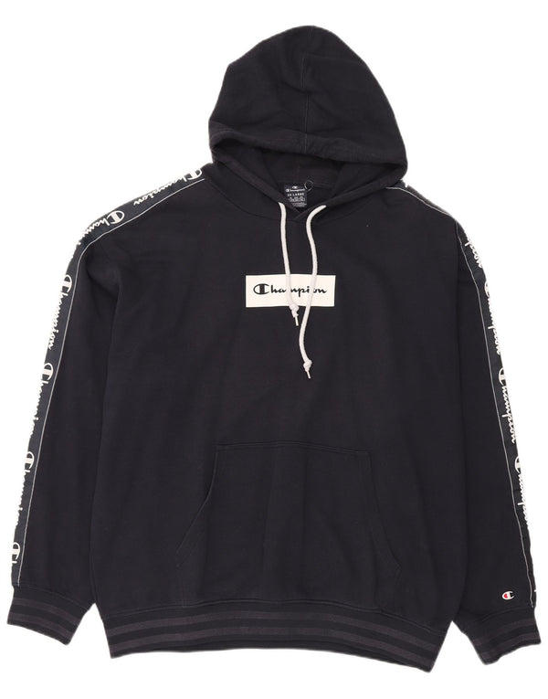 CHAMPION Mens Graphic Hoodie Jumper 2XL Navy Blue Cotton
