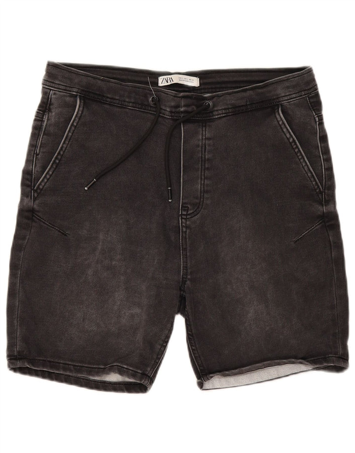 Zara Womens Denim Shorts Large W32 Grey Cotton