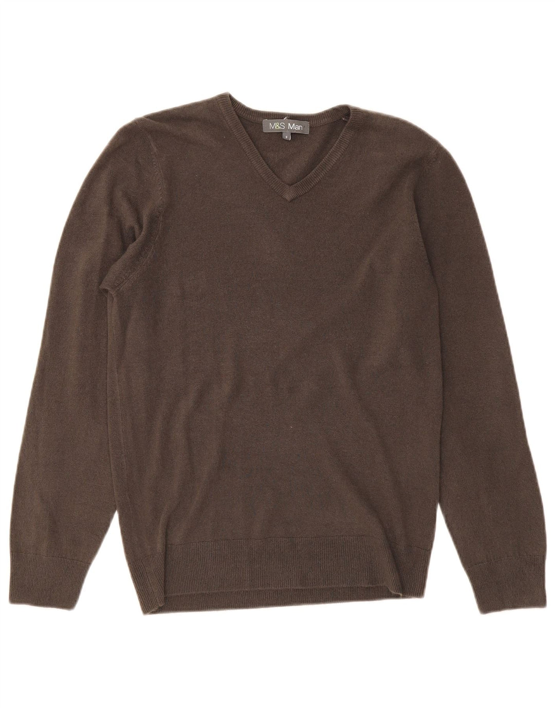 MARKS & SPENCER Mens V-Neck Jumper Sweater Small Grey Acrylic