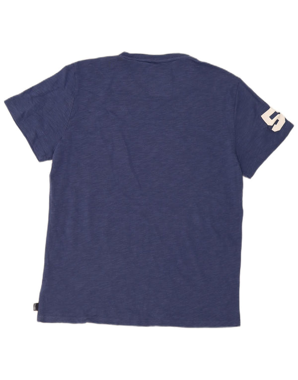 Superdry T-Shirt Graphique Homme Top 2XL Bleu Coton