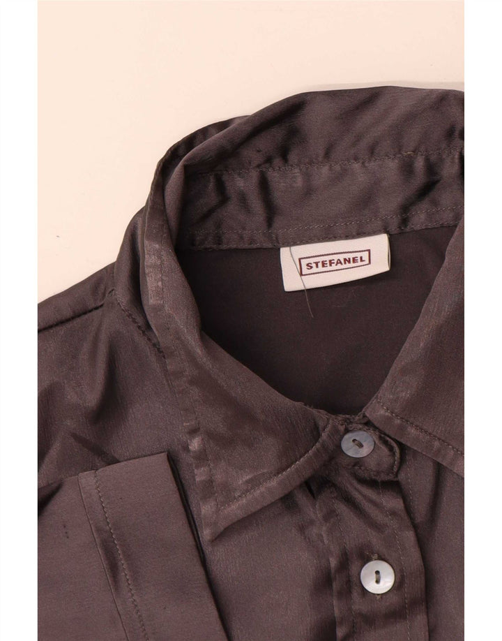Stefanel Womens Short Sleeve Shirt UK 14 Large Grey