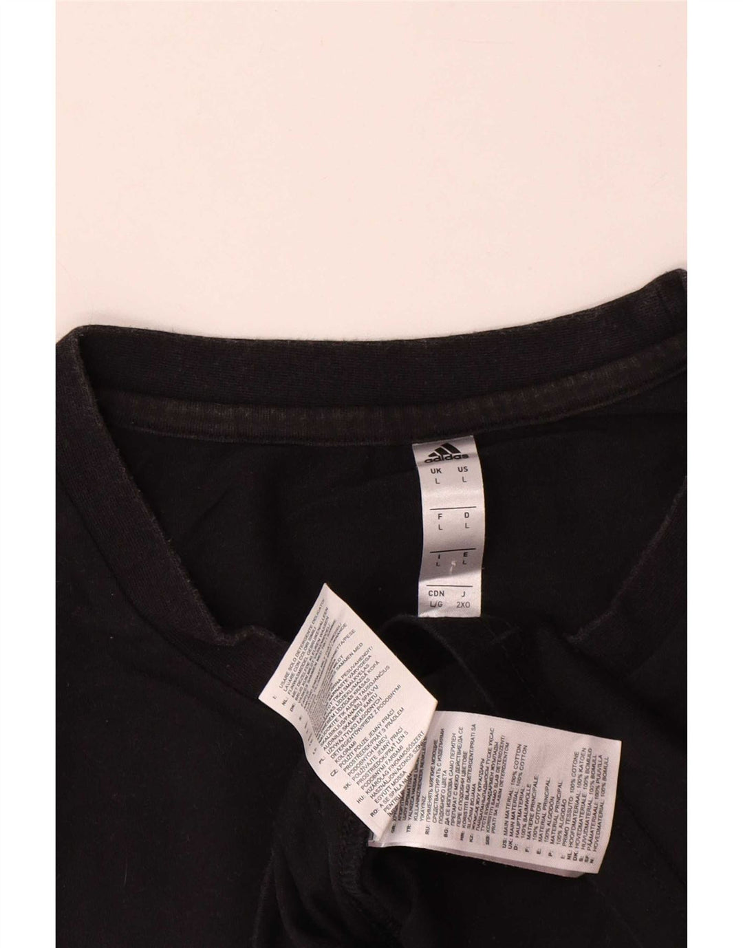 Adidas Mens T-Shirt Top Large Black Cotton
